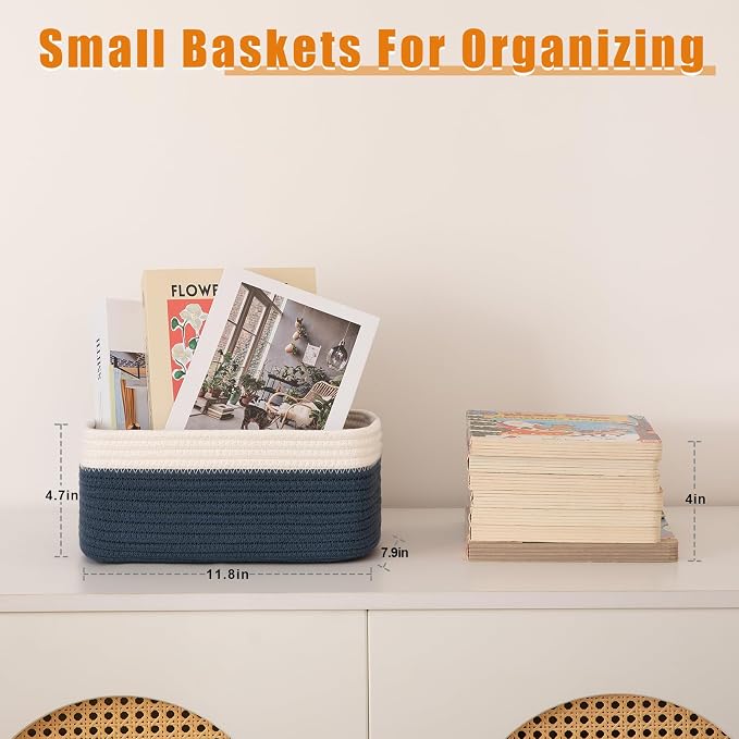 OIAHOMY 4 Pack Storage Baskets for Organizing, Small Bins for Shelves, Cute - Image 2