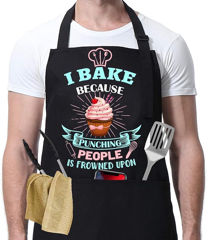 Baking Apron for Women I Baking Because People Is Frowned Aprons Gifts for Men by zukmvuh
