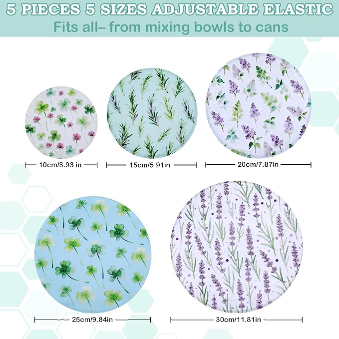 5-Size Reusable Beeswax Bowl Covers - Image 2