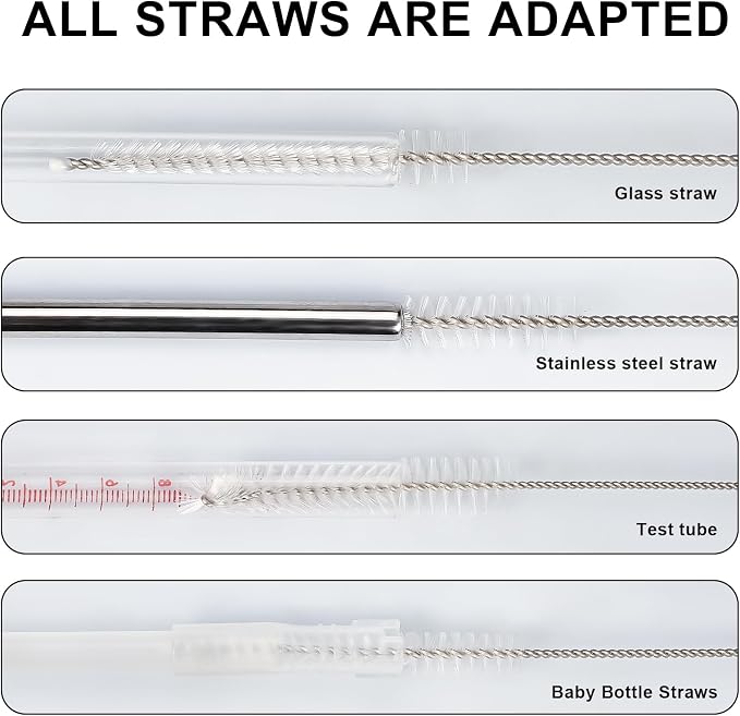 Straw Cleaner Brushes Sets, 12 Pieces 8.2 Inch Botthle Cleaning Brush and Nylon - Image 2