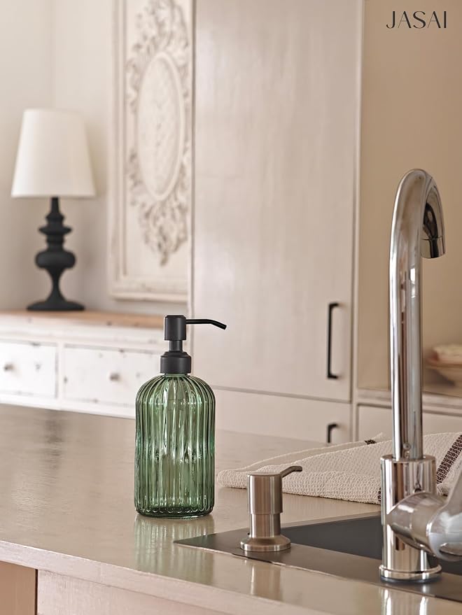 JASAI 18Oz Green Glass Soap Dispenser - Image 3