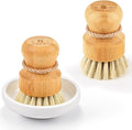 SUBEKYU Bamboo Dish Scrub Brushes, Kitchen Wooden Cleaning Scrubbers Set by SUBEKYU
