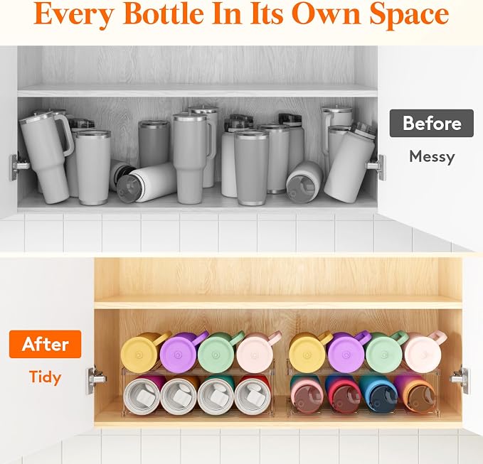 Lifewit Stackable Bottle Storage Organizer, Large Slot Water Bottle Tumbler Cup - Image 8