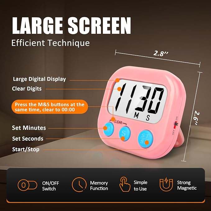 2 Pack Kitchen Timers Loud Ring Digital Timers - Image 3