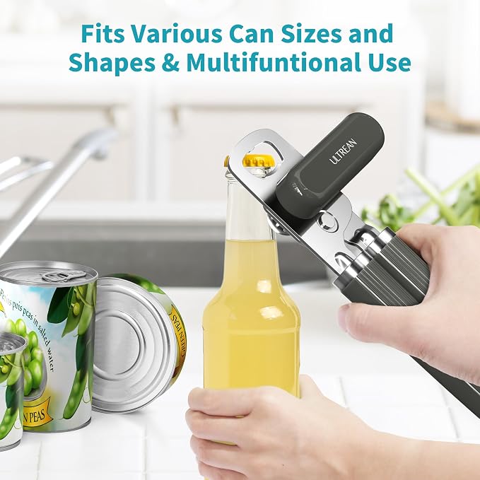 Ultrean Manual Can Opener Bottle Opener, Heavy Duty Stainless Steel Smooth Edge - Image 6