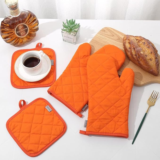 Oven Mitts and Pot Holders 4 pcs Set, High Heat Resistant 500 Degree Extra - Image 4
