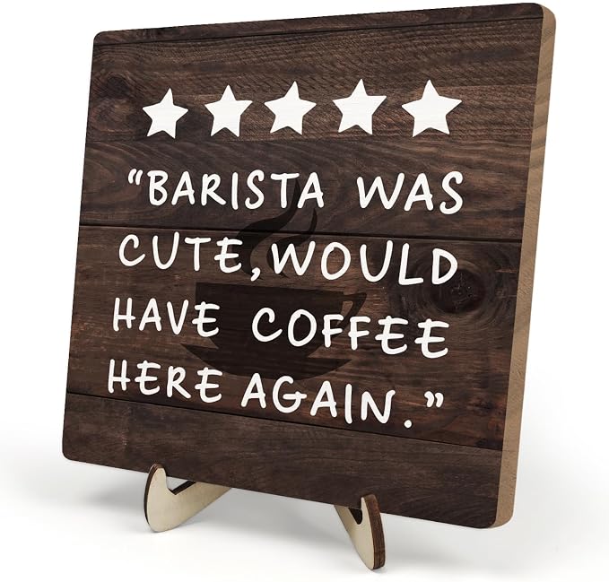 Coffee Bar Sign Plaque Decor, Coffee Bar Accessories, Rustic Wooden Tabletop by DMADNF