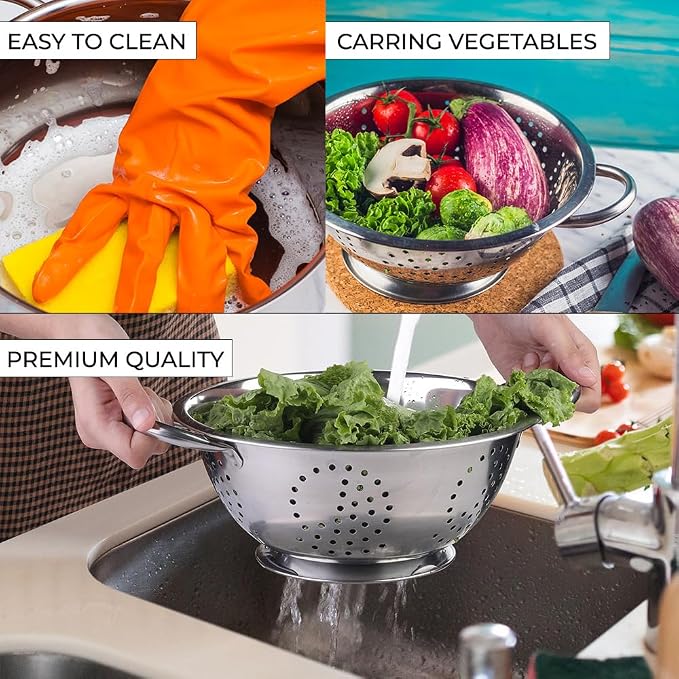 Avador Set of 3 Stainless Steel Colanders, Comes in 1.5 Quart 3qt Quart and 5 - Image 4