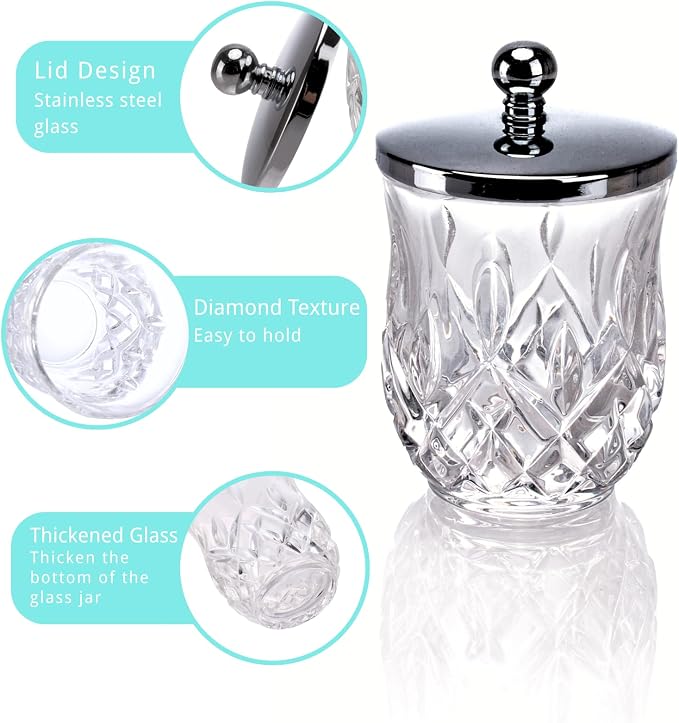 Qtip Holder, 10 Oz Clear Glass Apothecary Jars - Image 3