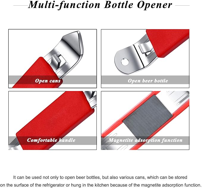 3 Pieces Magnetic Bottle Openers Can Opener Classic Beer Opener Stainless Steel - Image 2