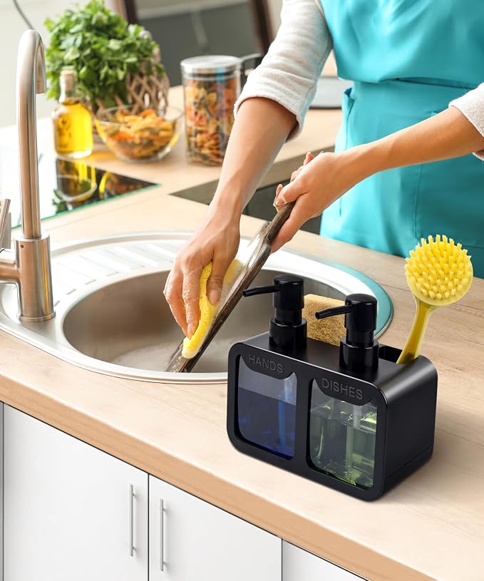 Kitchen Hand Soap and Dish Soap Dispenser Set, Dual Soap Dispenser - Image 3