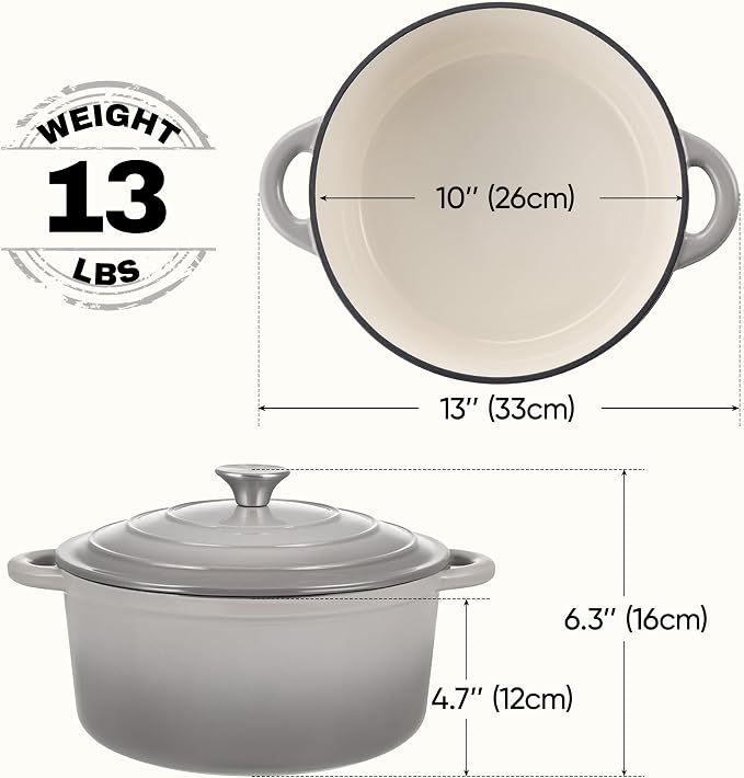 6 Quart Dutch Oven Pot with Lid, Non Stick Enameled Cast Iron Dutch Oven - Image 3