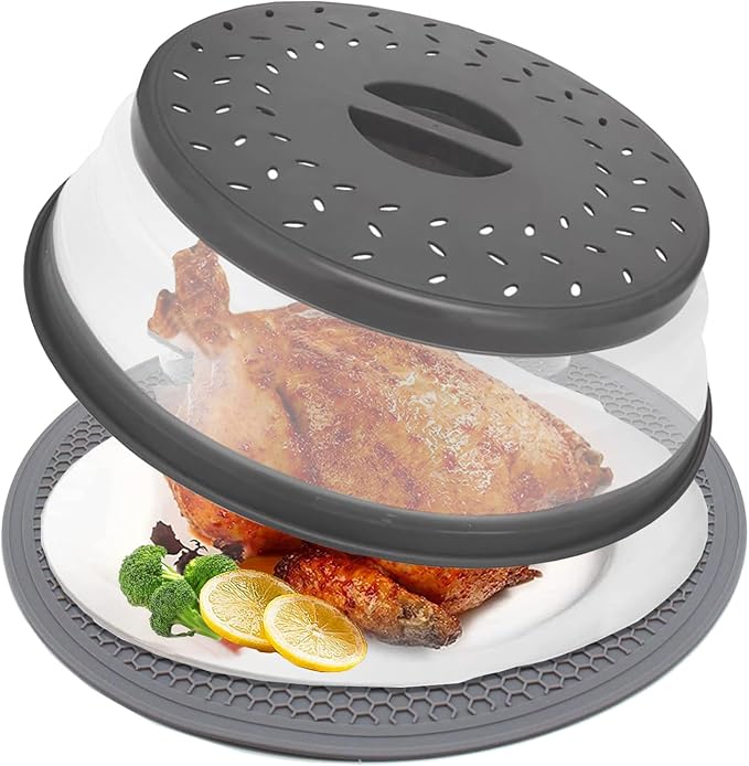 12“ Large Microwave Splatter Cover & Silicone Mat, 12 Inchs Vented Collapsible by CORYTAO