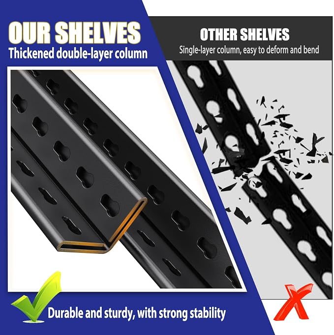 72"Hx59"Wx20"DGarage Shelving-2500 lbs 5 Tier Storage Shelves, Adjustable Heavy - Image 6