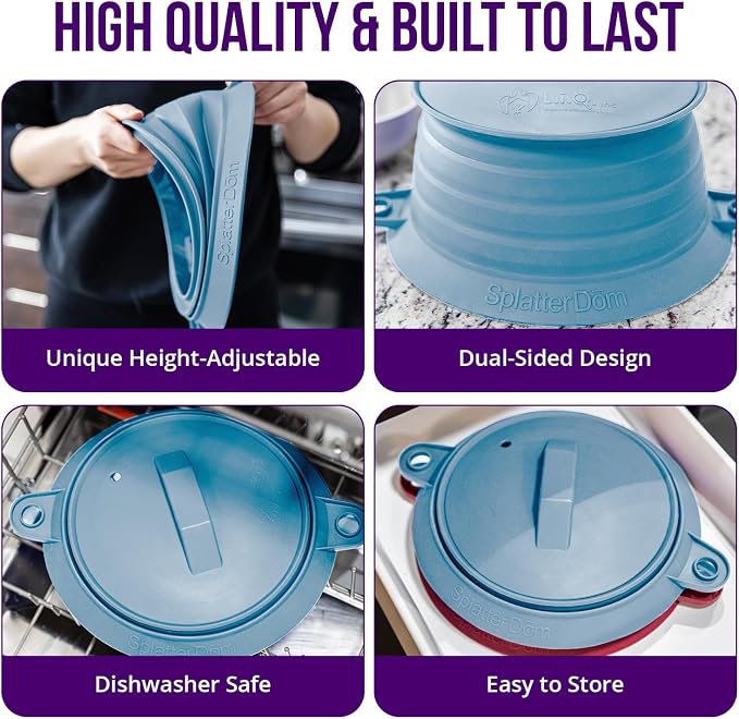 L.I.Q Silicone Splatter Guard – Fits 10 and 12 Inch Pots – Microwave Safe and - Image 4
