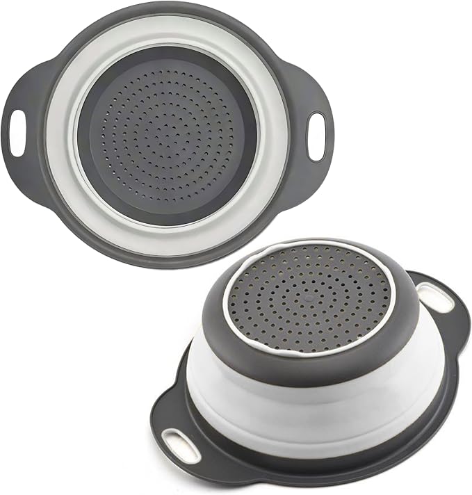 White Round Silicone Collapsible Colander – Silicone Round Kitchen Strainers by KillersInstinctOutdoors