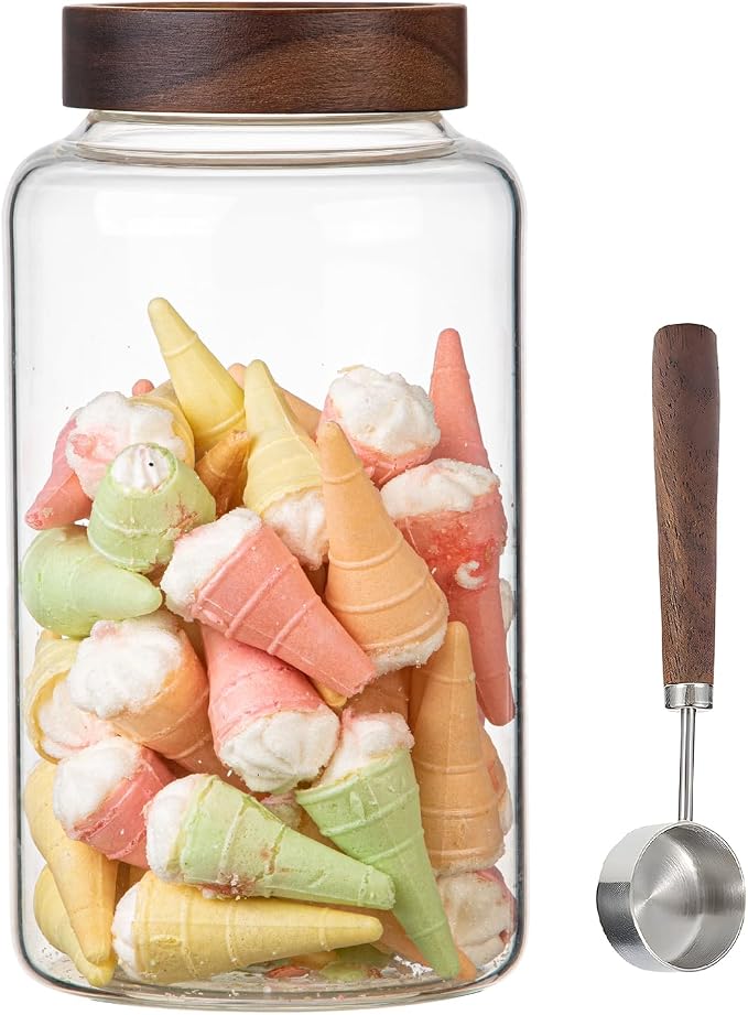 Large Glass Coffee Jars with Spoon, Round Storage Canister with Wooden Lid - Image 6