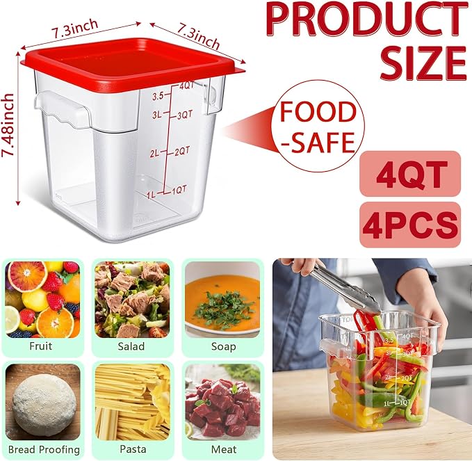 4 Pack 4QT Food Storage Containers - Image 2