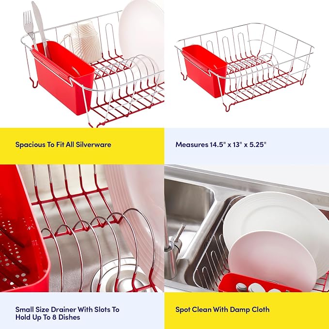 Sweet Home Collection Metal 2 Piece Dish Drying Rack Set Drainer - Image 6