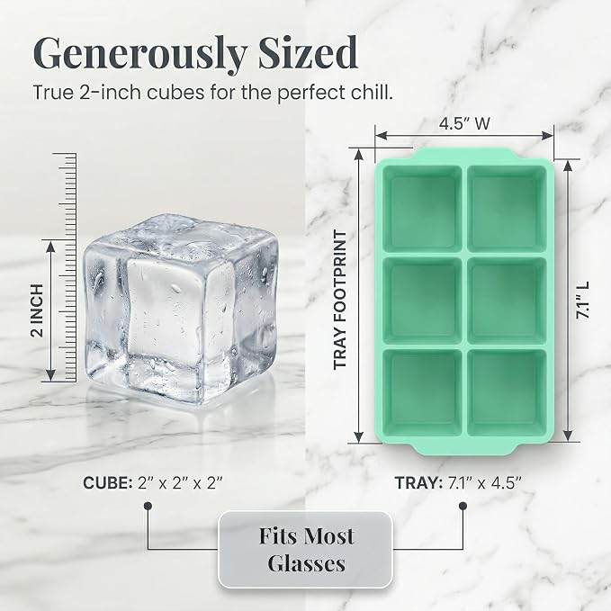 KitchFort Large Silicone Ice Cube Tray, Easy Release 2" Big Ice Cubes - Image 9