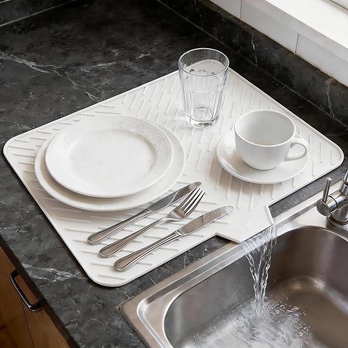 Silicone Dish Drying Mat 23x17, Food-Grade Silicone, Easy Clean Pad by SCYFREID