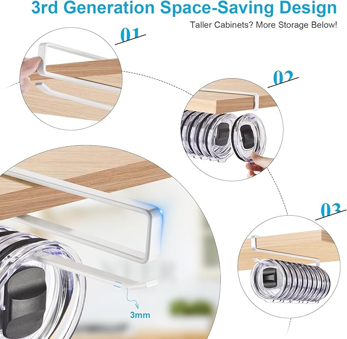Tumbler Lid Organizer for Corner Cabinets, Space-Saving Cup Holder, Water - Image 5