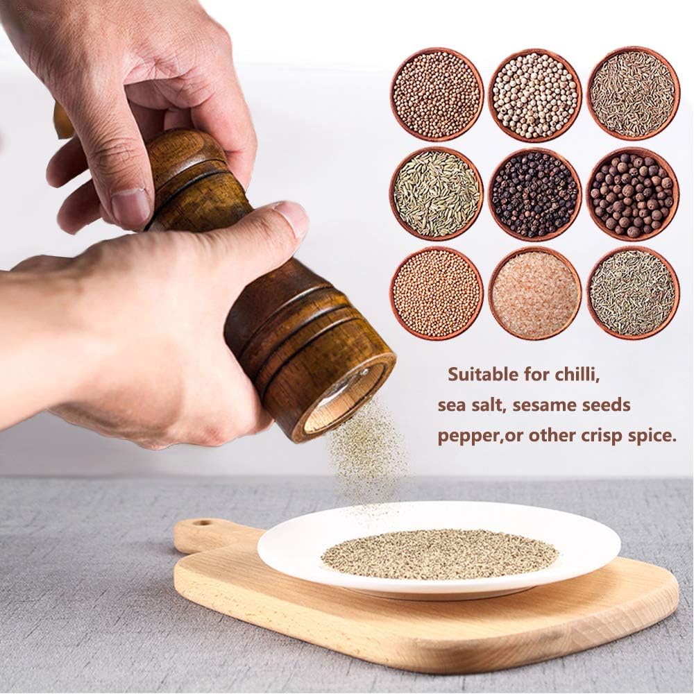 Salt and Pepper Grinders Set,Ouktor Manual Wooden Salt and Pepper