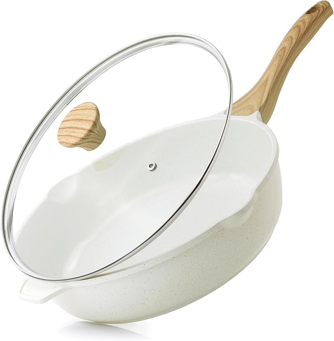 SENSARTE Nonstick Ceramic Saute Pan 12-Inch, 5QT Non-toxic Deep Frying Pan by SENSARTE