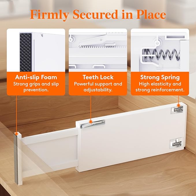 Lifewit 10 Pack 5" High Drawer Dividers 34-56cm/13.5-22" Adjustable Drawer - Image 3