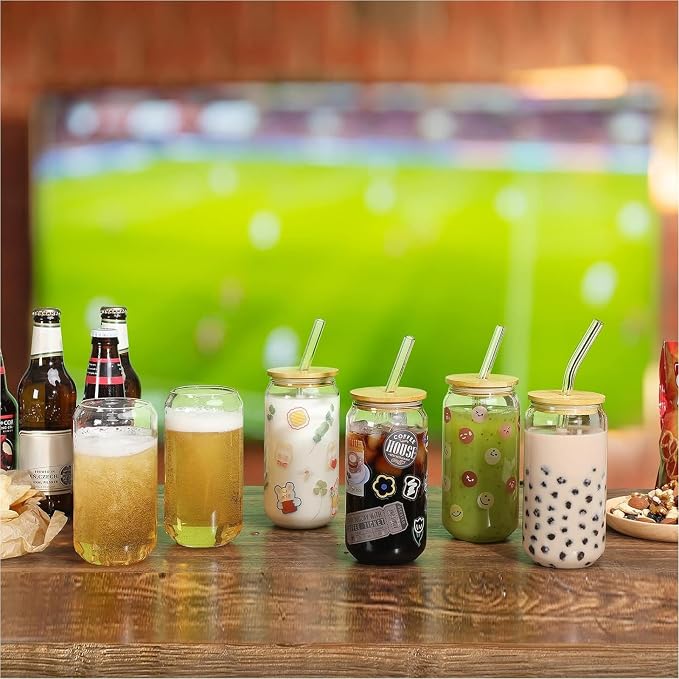 16 Pack Glass Cups with Lids and Straws 16 oz, Personalized Customizable Glasses - Image 4
