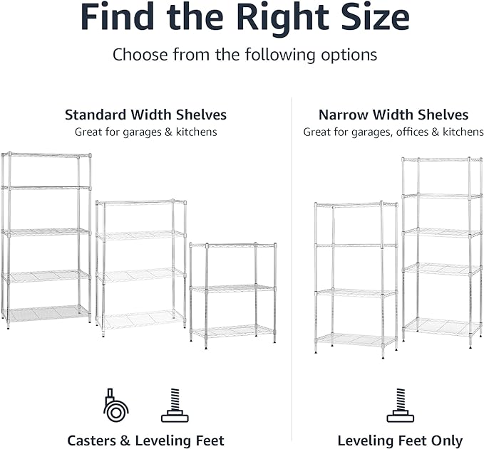 Amazon Basics 4-Shelf Adjustable Heavy Duty Steel Wire Rack Storage Shelving - Image 6