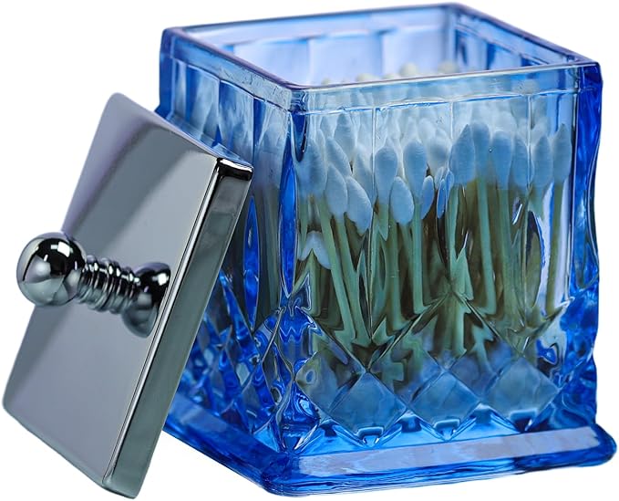 Qtip Holder, 15Oz Blue Glass Apothecary Jars by ZIVQEXMURL