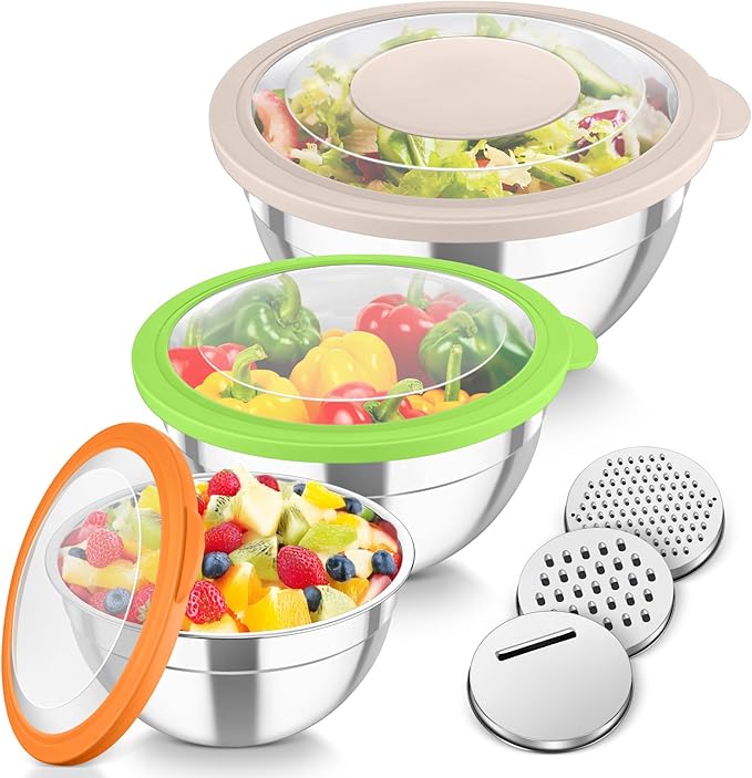 TeamFar Mixing Bowls, For Kitchen Mixing/Baking/Storing/Prepping, Visible & by TeamFar