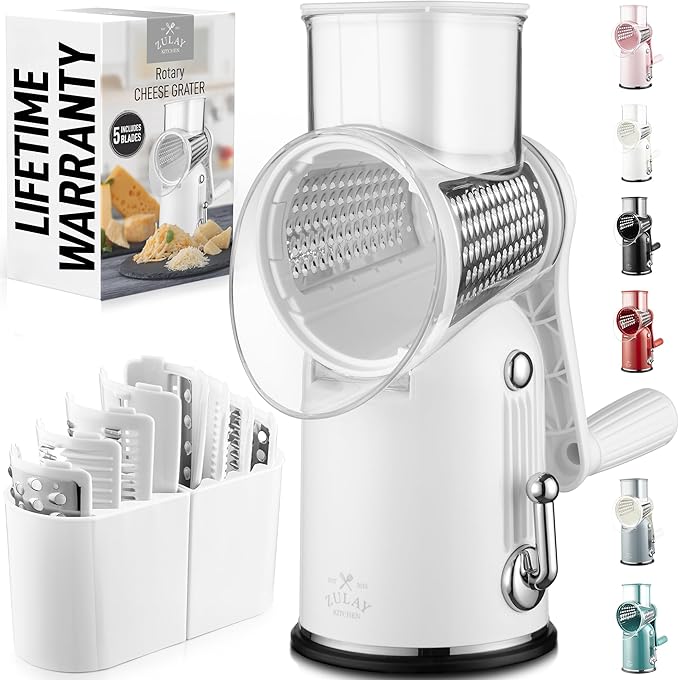 Zulay Kitchen Rotary Cheese Grater 5 Blade Cheese Shredder by ZulayKitchen