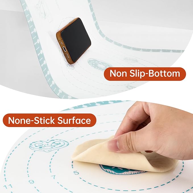 Non Stick Pastry Mat with 10 Quick Recipes, Silicone Dough Mat - Image 8