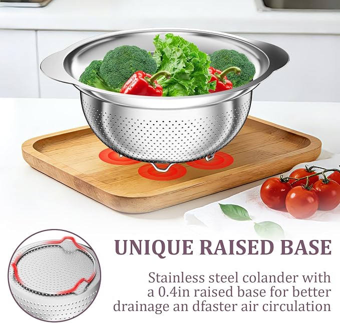 Stainless Steel Colander - 3QT Medium Capacity Strainer - Image 5