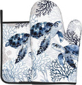 Coastal Oven Mitts and Pot Holders Sets of 2 Summer Kitchen Mitts Blue Sea by DZGlobal