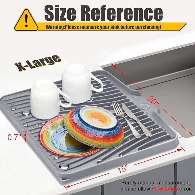 TIKNIK Silicone Dish Drying Mat, Stone Drying Mat - Image 2