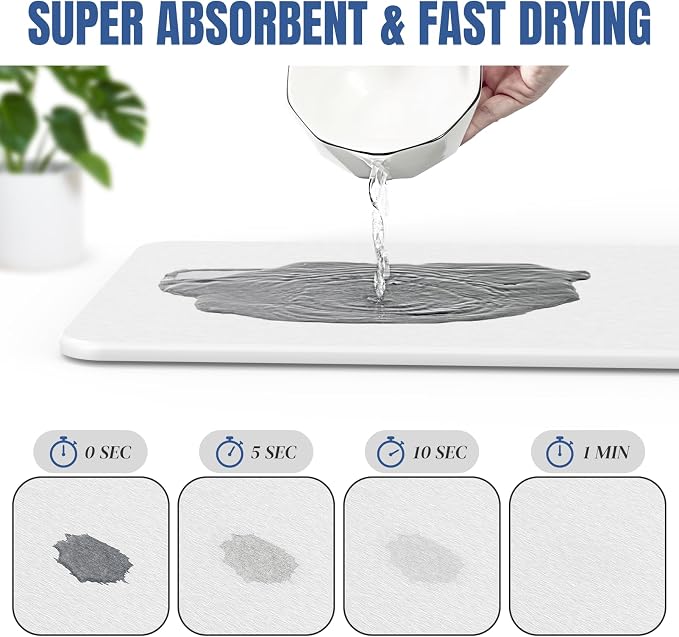 Quick Dry Stone Drying Mat for Kitchen Counter, Water-Absorbent Diatomaceous - Image 5