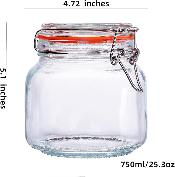 Hovico 25 oz Glass Jars With Airtight Lids And Leak Proof Rubber Gasket - Image 2