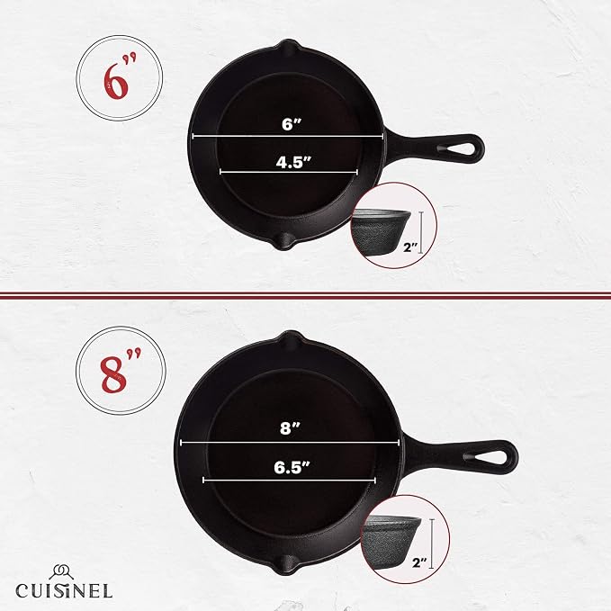 Cuisinel Cast Iron Skillets Set - Image 4