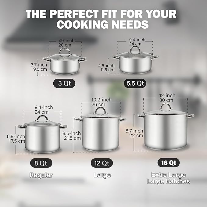 Cook N Home 3-Quart Stainless Steel Pot, Small Stock Pot - Image 2