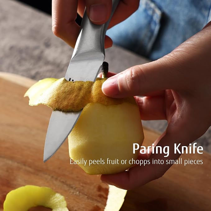 hecef Silver Kitchen knife set of 3, Satin Finish Blade - Image 7