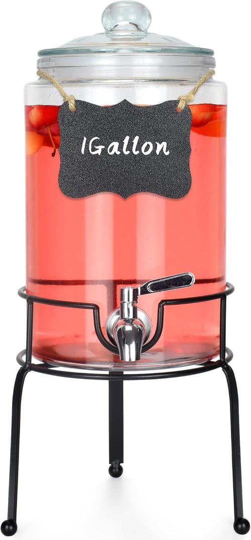 1 Gallon Beverage Dispenser 1 Pack, Stainless Steel Spigot Drink Dispenser by Unknown