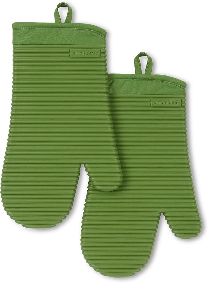 KITCHENAID Ribbed Soft Silicone Oven Mitt 2-Pack Set by KitchenAid