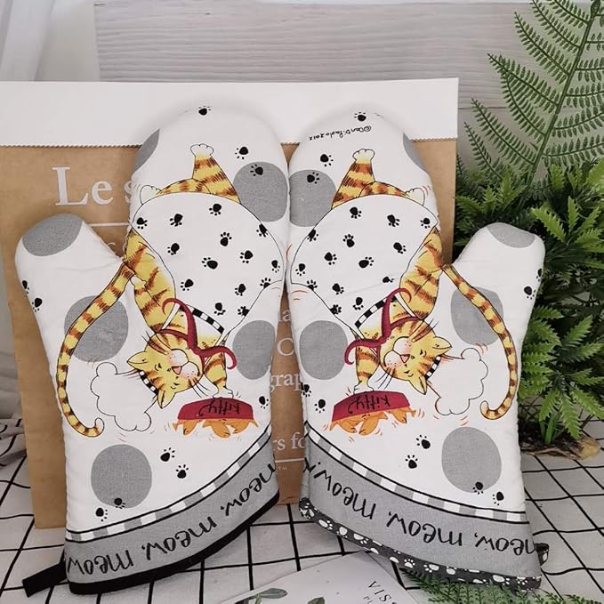 Oven Mitts and Pot Holders Sets, Funny Kitchen Oven Mitts Heat Resistant of 500 - Image 2