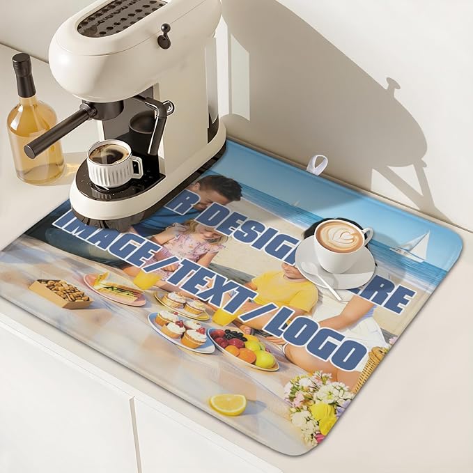 Custom Dish Drying Mat for Kitchen Counter Design Your Photo Text Business Logo - Image 7