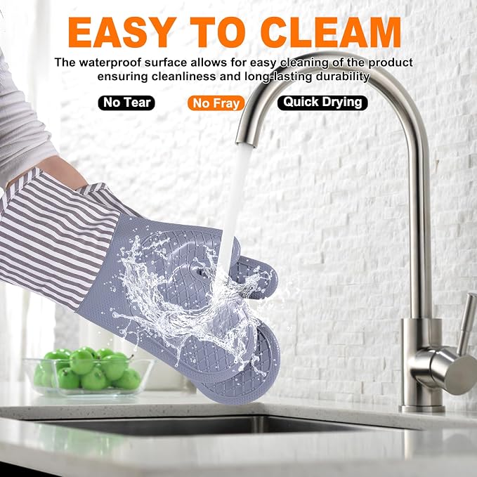 Silicone Oven Mitts, Heat Resistant Oven Gloves - Image 6