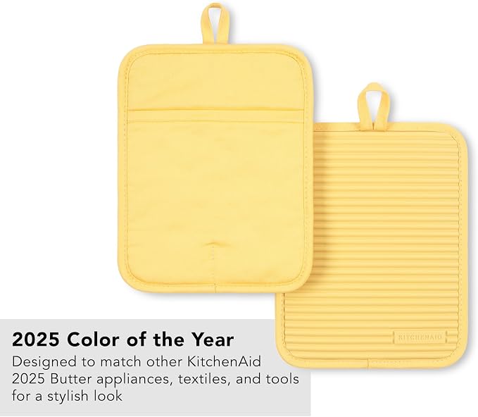 KITCHENAID Ribbed Soft Silicone Pot Holder 2-Pack Set, 2025 Color of the Year - Image 5