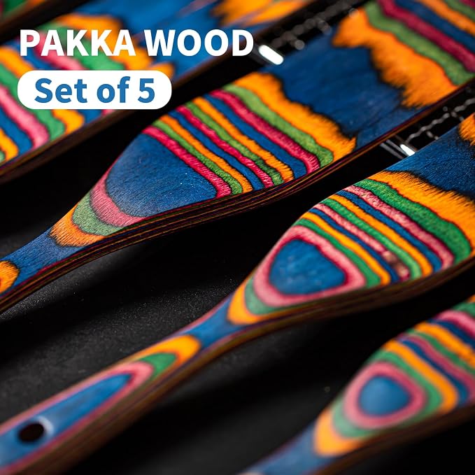Pakkawood Spurtle Set, Gudamaye 5 Pcs Pakkawood Kitchen Utensils, Wooden Spoons - Image 6